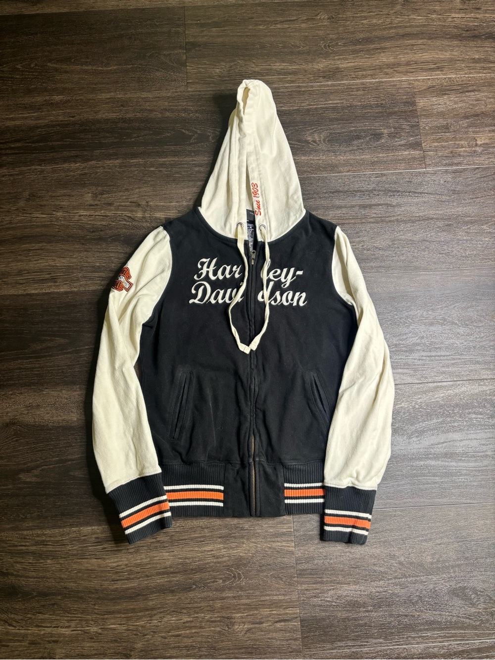 Harley Davidson Hoodie Women’s M Full Zip Embroidered Biker Cotton Jacket